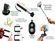 4pc Selfie Extendable Monopod Complete with Bluetooth Camera Shutter Mobile Phone Adapter GoPro Compatible Adapter