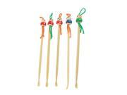 Unique Bargains Bamboo Ear Pick Spoon Curette Ear Wax Remover Cartoon Doll Decor 5 Pcs