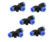 Unique Bargains 5 Pcs 4mm to 4mm T Style One Touch Fittings Push in Quick Connectors