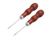 Unique Bargains Leather Canvas DIY Sewing Awl Needle Tool 2 Pcs Red