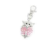 Unique Bargains Night Owl Shape Pendant Lobster Clasp Keyring Watch Silver Tone Pink
