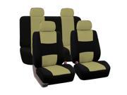 Sleek Car Seat Covers Full Set for Auto w 4 Headrests Beige Black