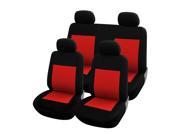 Universal Full Set Car Seat Covers for Auto Truck w 4 Headrests Red Black