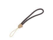 Mobile Cell Phone Camera Faux Leather Braided Strap Cord Lanyard Coffee Color