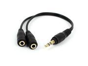 Unique Bargains 3.5mm Stereo Male to Double Socket Y Splitter Audio Extension Cable Black 8.8