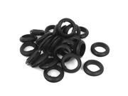 20mm Inner Dia Rubber Electrical Dual Side Bar Wire Grommets Gasket Black 25pcs
