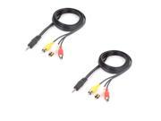 2PCS 1.3M 3.5mm Plug to 3 RCA M M Audio Video Adapter Connector AV Cable