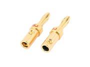 2Pcs 4mm Audio Speaker Cable Connector Screw Type Banana Jack Plug Gold Tone Red