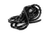 14mm OD 4.5M 14.8Ft Black Spiral Cable Wire Wrap Tubing Cord Pipe