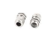 2 Pcs 12mm Dia PG7 Water Resistant Stainless Steel Cable Gland Joint Silver Tone