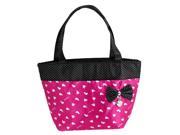 Fuchsia Black Portable Bag Bowknot Detail Zip up Polyester Shopping Handbag