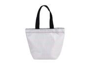 Unique Bargains Portable Reusable Grid Pattern Zippered Shopping Handbag Totes Gray
