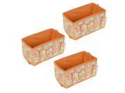 Unique Bargains Home Desktop Cosmetic Foldable Floral Pattern Storage Box Case Orange 3pcs