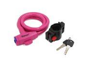 Unique Bargains Motorcycle Bicycle Anti theft Pink Security Cable Coil Lock w 2 Keys