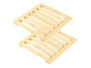 Kitchen Table Cup Bamboo Insulation Mat Coaster Wooden Color 17 x 17cm 2pcs