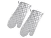 Unique Bargains Cotton Blends Microwave Heat Resistance Gloves Light Gray 38cm Long Pair