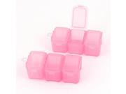 Plastic 4 Compartments Medicine Pill Box Holder Container Clear Pink 2pcs