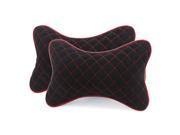 Unique Bargains 2pcs Breathe Car Seat Head Neck Rest Cushion Headrest Pillow Pad Red Black
