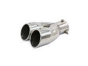 Car 2.5 Inlet Dia Sliver Tone Double Oval Shape Outlet Exhaust Pipe Muffler Tip