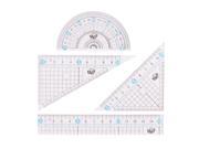 School Students Stationery Protractor Triangle Straight Rulers Set Clear 4 in 1