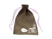 Unique Bargains Coffee Color Nylon Portable Reusable Shopping Shoulder Drawstring Tote Bag