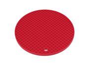 Unique Bargains Silicone Round Shaped Pot Holder Heat Resistant Placemat Mat Red