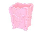 Unique Bargains Butterfly Bowtie Pattern Cosmetic Makeup Jewelry Storage Box Case Holder Pink