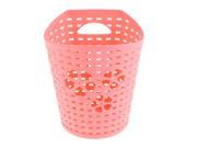 Plastic Hollow Out Heart Storage Basket Holder 14cm Height Coral Pink