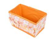 Folding Orange Floral Pattern Cosmetic Makeup Jewelry Storage Box Case Organizer
