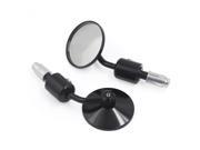 2x Black Universal Motorcycle 3 Round 7 8 Handle Bar End Rearview Side Mirrors