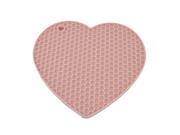 Silicone Heart Shaped Honeycomb Pattern Heat Resistant Tableware Pot Pad Pink