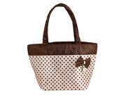 Beige Brown Bowknot Detail Zip up Polyester Shopping Bag Handbag