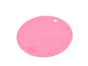 Home Rubber Round Shaped Nonslip Heat Resistant Hot Pot Cup Cushion Pad Pink