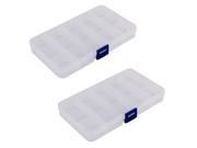 Unique Bargains Medicine Jewellery Plastic 15 Slots Storage Box Case Organizer Container 2pcs