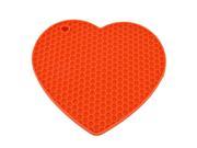 Silicone Heart Shaped Honeycomb Pattern Heat Insulation Pot Holder Pad Orange