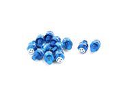 12 Pcs Blue Smiling Face Print License Plate Mounting Screw Decor 7mm Thread Dia