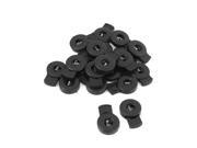 Unique Bargains 20 Pcs Black 7mm Diameter Hole Round Spring Loaded Cord Locks Ends Stoppers