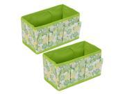 Women Cosmetic Jewelry Foldable Floral Pattern Storage Box Case Green 2pcs