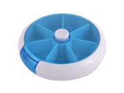 Plastic Round Design Weekly Medicine Pill Capsules Box Case White Clear Blue