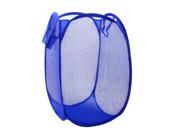 Unique Bargains Blue Foldable Meshy Design Cleaning Tidy Laundry Case Clothes Basket