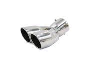 76mm 3 Inelt Dia Sliver Tone Dual Oval Tip Exhaust Muffler Tail Pipe for Car