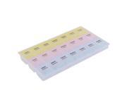 Unique Bargains Plastic 3 Row 21 Slots 7 Days Weekly Capsules Pill Tablet Storage Case Box
