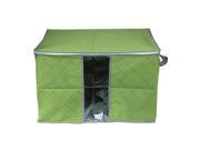 Unique Bargains Zippered Green Grids Print Non woven Fabric Rectangle Clothes Storage Bag
