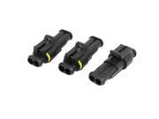 3 Set 2 Way Terminals Waterproof Electrical Wire HID Connector Adapter Plug
