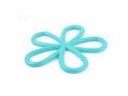 Silicone Plum Blossom Design Heat Resistant Cup Mat Coaster Cushion Blue