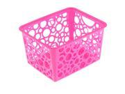 School Plastic Hollow Out Circle Design Storage Basket 144mmx114mm Fuchsia