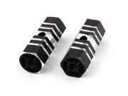 70mm x 28mm Silver Tone Black Nonslip Bicycle Axle Foot Pegs 2 Pcs