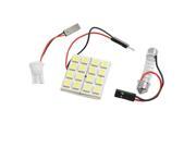 DC 12V White 5050 SMD 16 LED Panel Dome Light w T10 Festoon Adapter