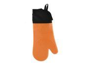 Unique Bargains Kitchen BBQ Grilling Quilted Cotton Lining Oven Mitt Glove Extra Long Orange