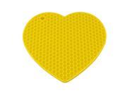 Silicone Heart Shaped Honeycomb Pattern Heat Insulation Pot Table Mat Pad Yellow